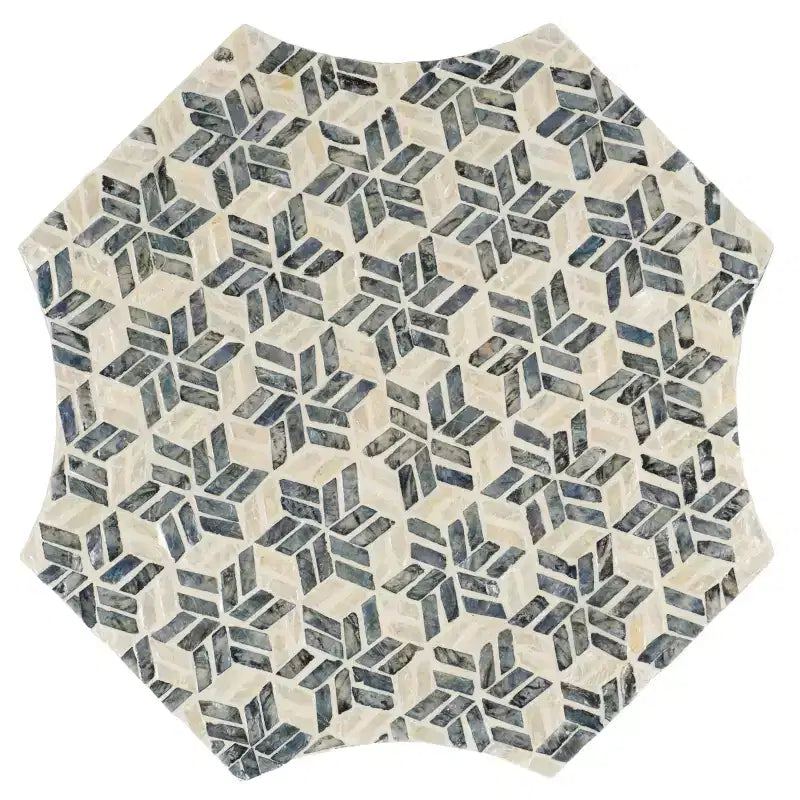 Tavolino d'appoggio con intarsi in capiz bianco e nero | Tavolino laterale a mosaico