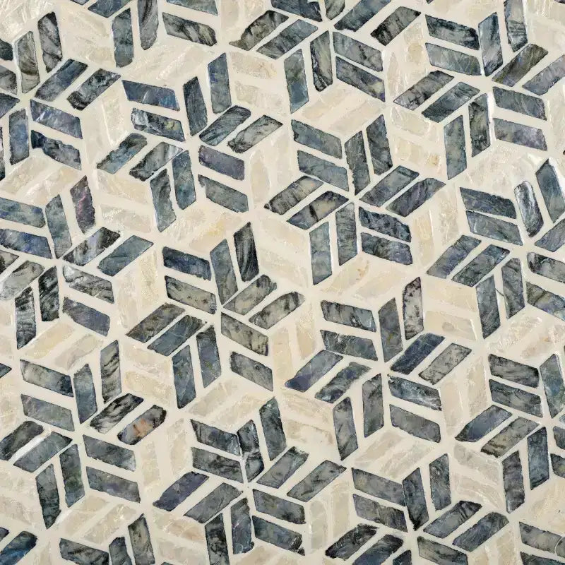 Tavolino d'appoggio con intarsi in capiz bianco e nero | Tavolino laterale a mosaico