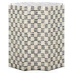 Tavolino d'appoggio con intarsi in capiz bianco e nero | Tavolino laterale a mosaico