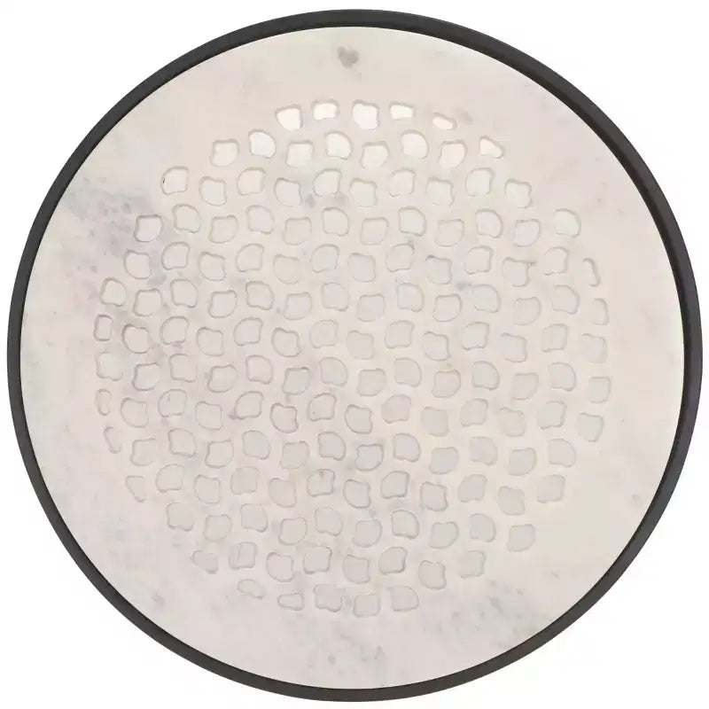 Tavolino rotondo con ripiano in marmo bianco e struttura in ferro nero | Moderno, 19 pollici