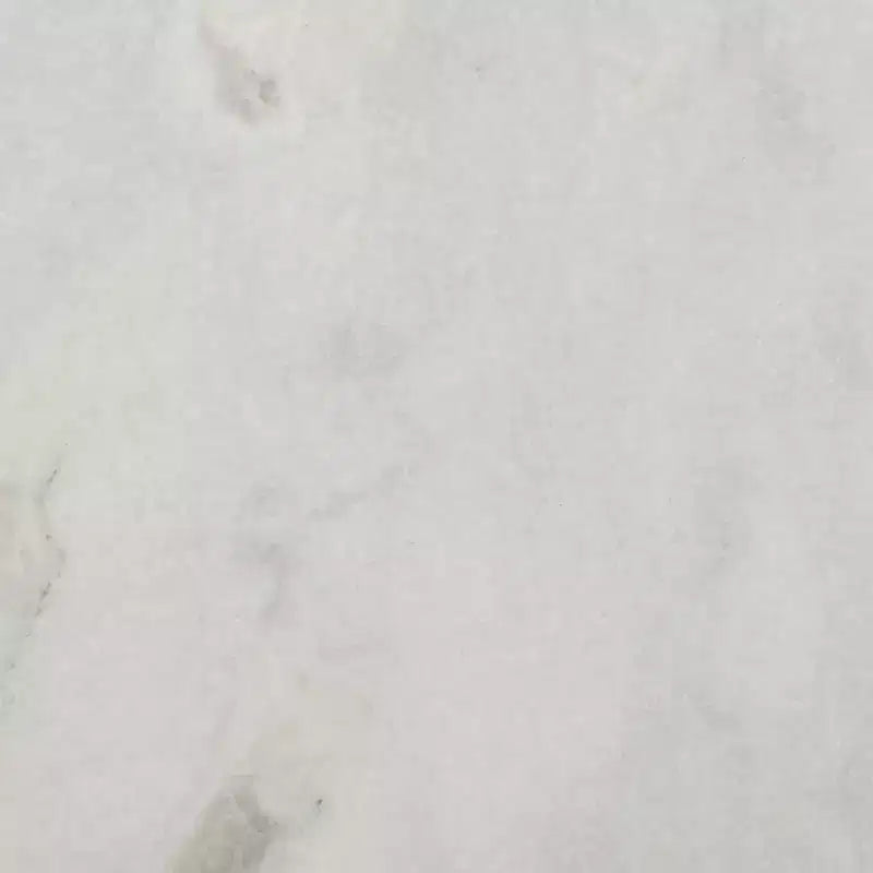 Tavolino d'appoggio rotondo in marmo bianco con gambe in ferro nero a stiletto | Moderno Bauhaus