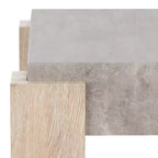 Tavolino Industriale | Impiallacciatura effetto cemento grigio chiaro e gambe in legno naturale