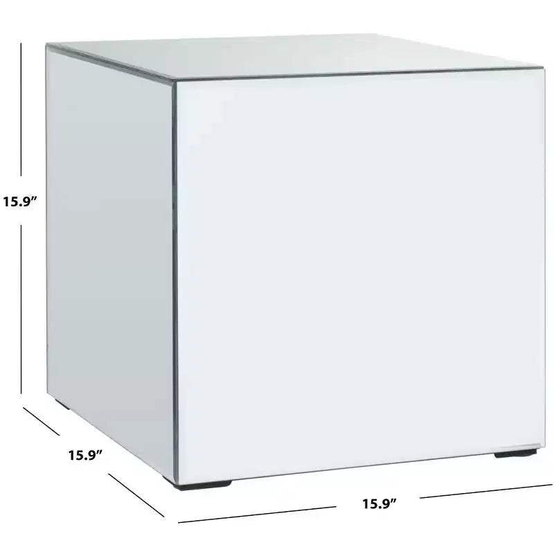 Tavolino d'appoggio quadrato a specchio color argento | Tavolino moderno ed elegante
