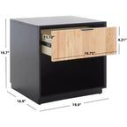 Comodino moderno con 1 cassetto e ripiano aperto | Cassetto in legno intagliato e struttura in metallo