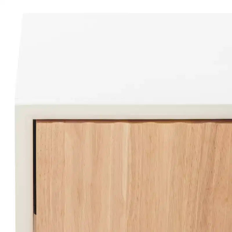 Comodino moderno con 1 cassetto e ripiano aperto | Cassetto in legno intagliato e struttura in metallo