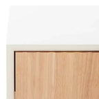 Comodino moderno con 1 cassetto e ripiano aperto | Cassetto in legno intagliato e struttura in metallo