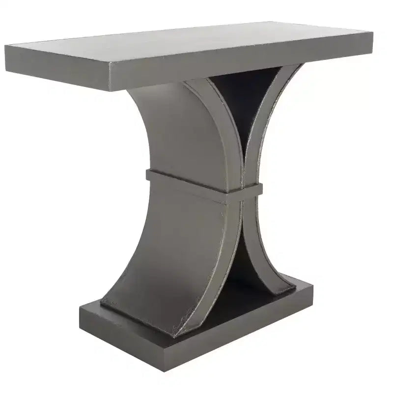 Console Glam con Gambe Curve in Legno di Abete Nero Decapato