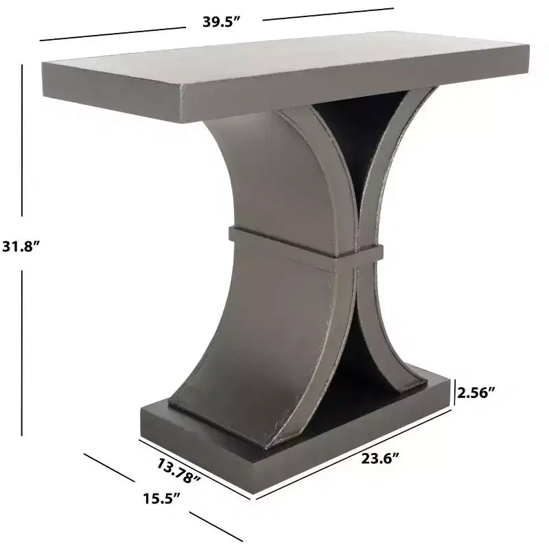 Console Glam con Gambe Curve in Legno di Abete Nero Decapato