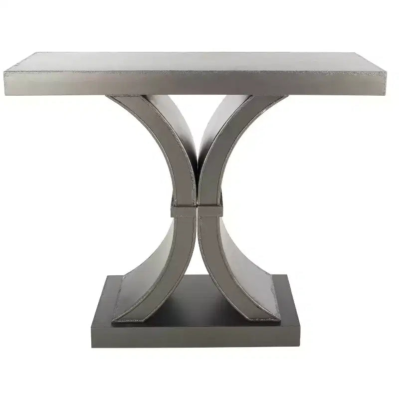 Console Glam con Gambe Curve in Legno di Abete Nero Decapato