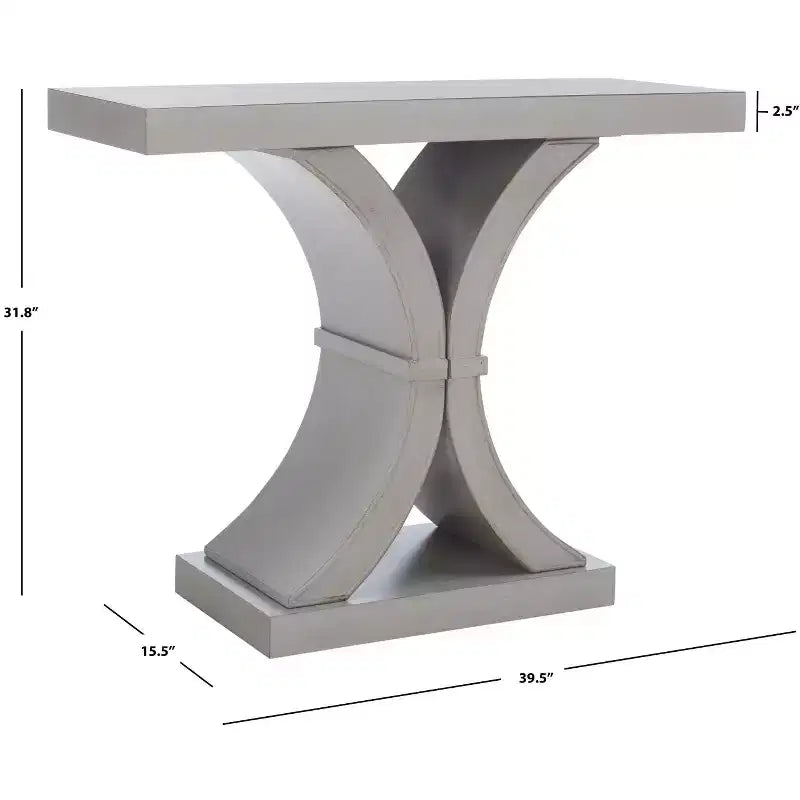 Console Glam con Gambe Curve in Legno di Abete Nero Decapato