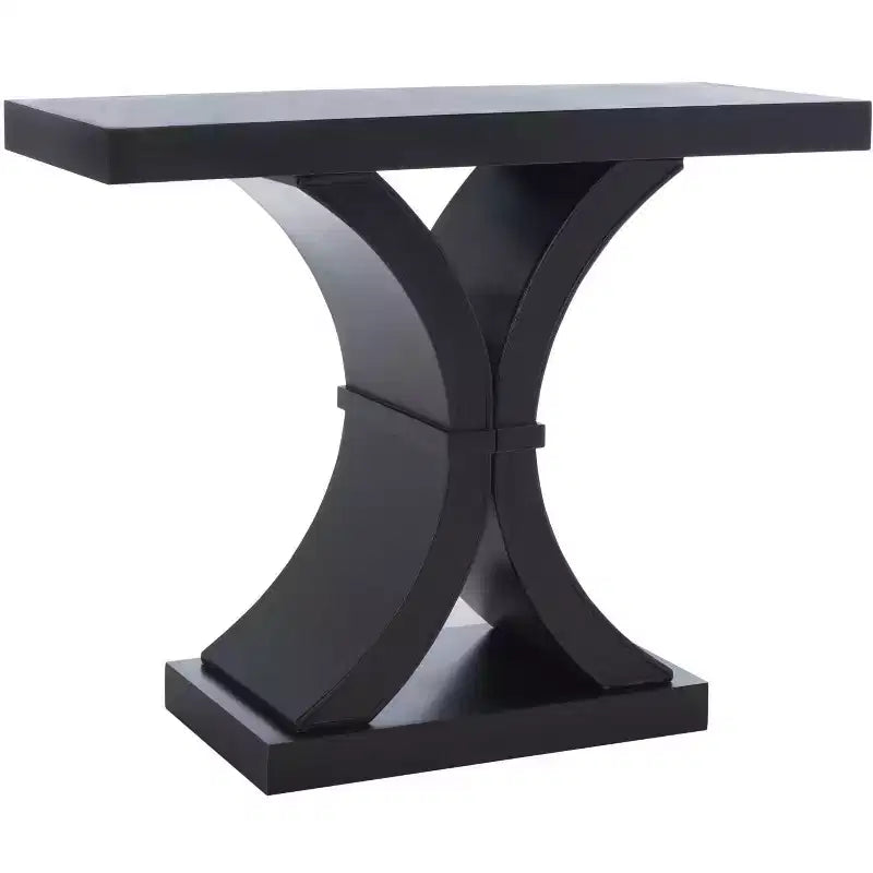 Console Glam con Gambe Curve in Legno di Abete Nero Decapato