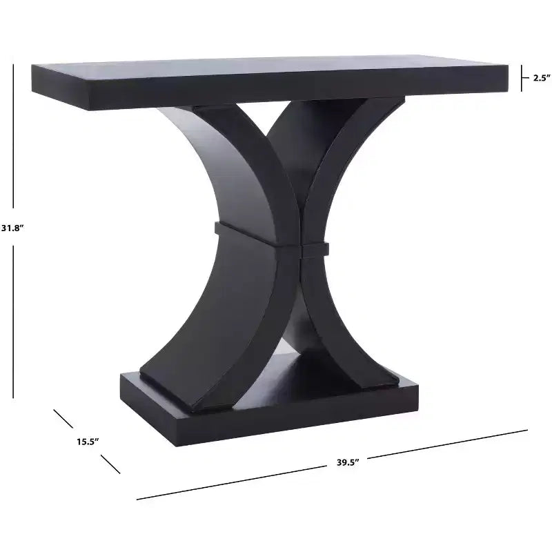 Console Glam con Gambe Curve in Legno di Abete Nero Decapato