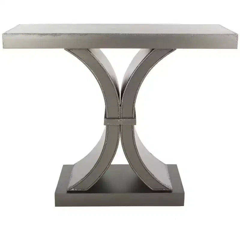 Console Glam con Gambe Curve in Legno di Abete Nero Decapato