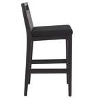 Sgabello da bancone imbottito in rattan con poggiapiedi | 35,5" legno massello