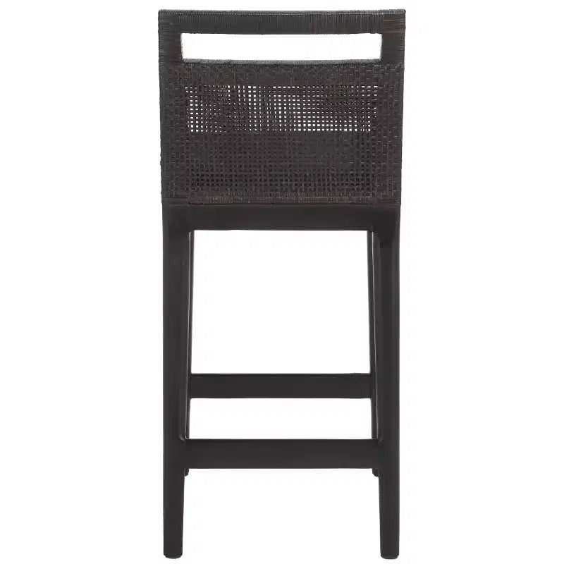 Sgabello da bancone imbottito in rattan con poggiapiedi | 35,5" legno massello