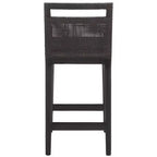 Sgabello da bancone imbottito in rattan con poggiapiedi | 35,5" legno massello