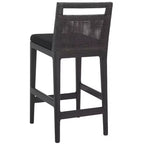 Sgabello da bancone imbottito in rattan con poggiapiedi | 35,5" legno massello