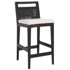 Sgabello da bancone imbottito in rattan con poggiapiedi | 35,5" legno massello