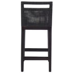 Sgabello da bancone imbottito in rattan con poggiapiedi | 35,5" legno massello