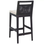 Sgabello da bancone imbottito in rattan con poggiapiedi | 35,5" legno massello