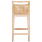 Sgabello da bancone imbottito in rattan con poggiapiedi | 35,5" legno massello
