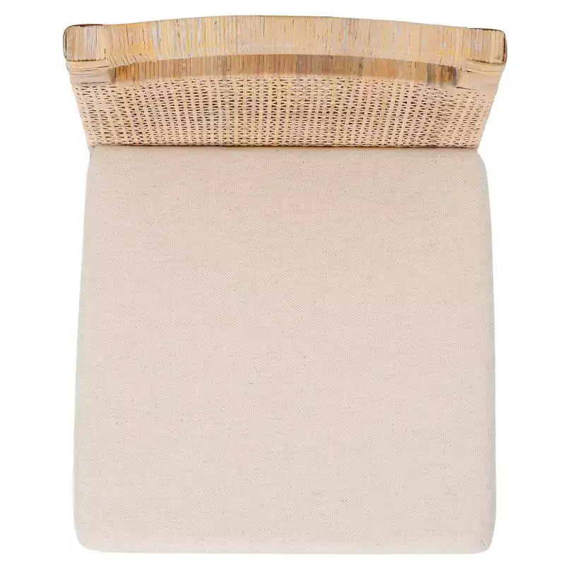 Sgabello da bancone imbottito in rattan con poggiapiedi | 35,5" legno massello