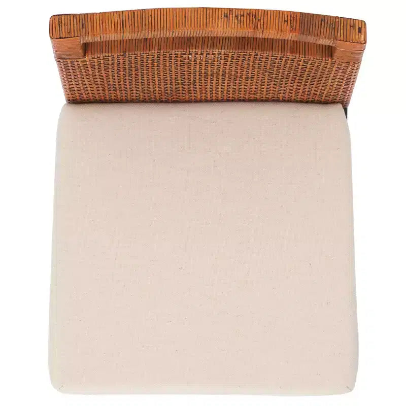 Sgabello da bancone imbottito in rattan con poggiapiedi | 35,5" legno massello