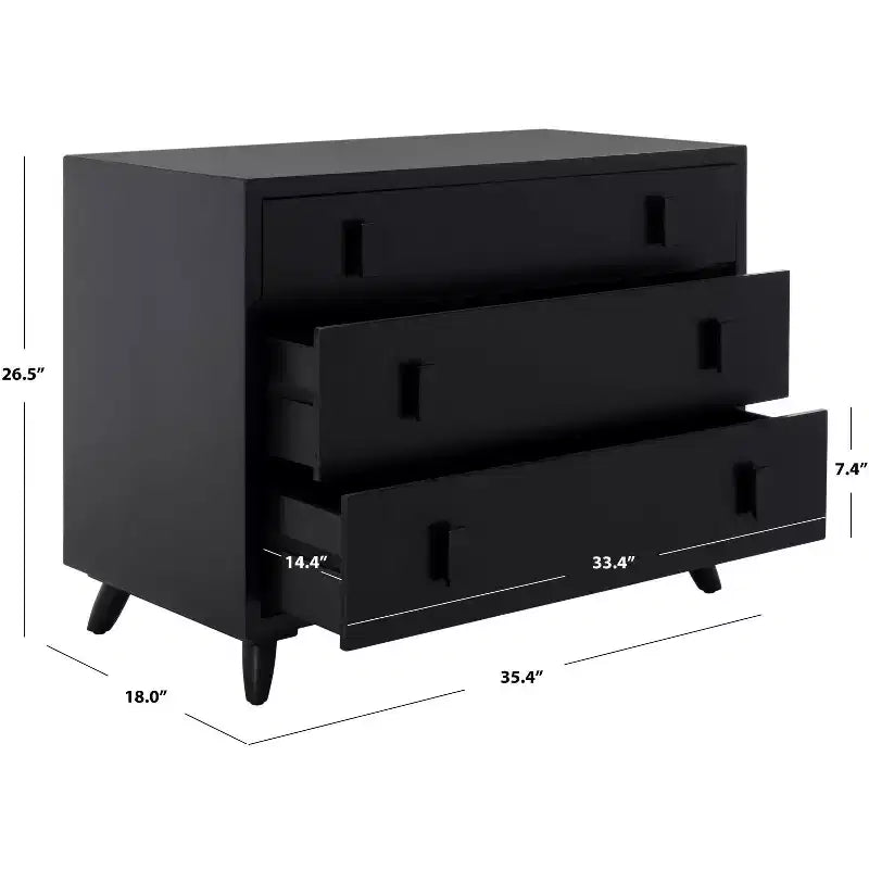 Cassettiera moderna a 3 cassetti con gambe affusolate | Legno e MDF, Nero/Tortora/Bianco
