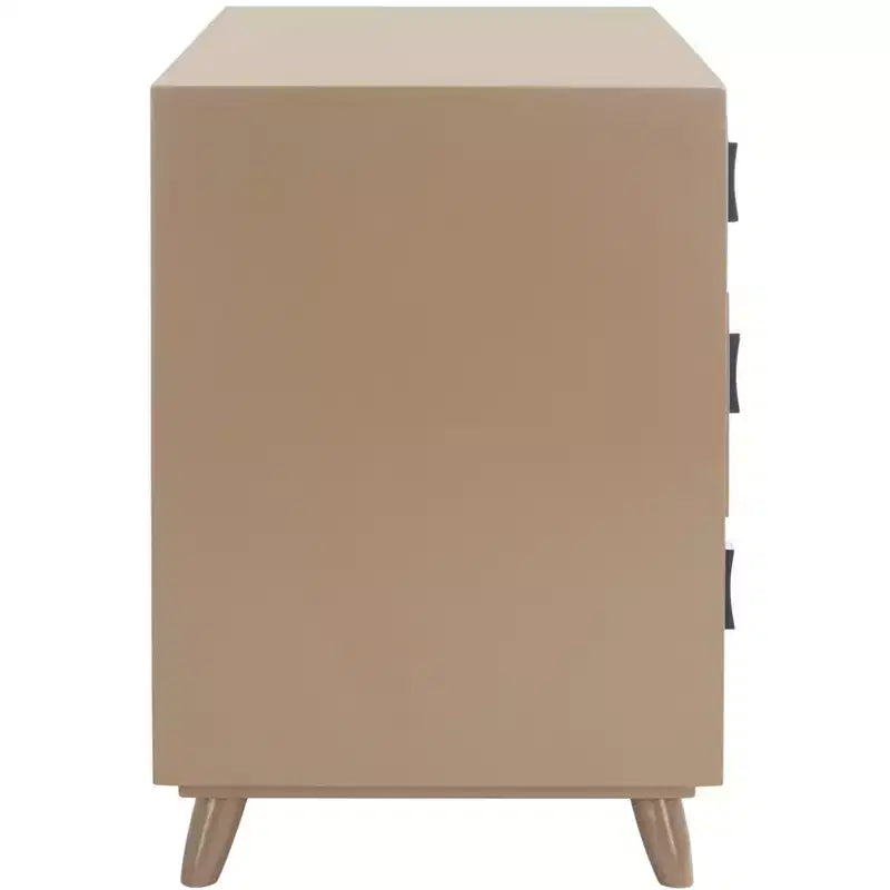 Cassettiera moderna a 3 cassetti con gambe affusolate | Legno e MDF, Nero/Tortora/Bianco