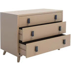 Cassettiera moderna a 3 cassetti con gambe affusolate | Legno e MDF, Nero/Tortora/Bianco