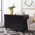 Cassettiera moderna a 3 cassetti con gambe affusolate | Legno e MDF, Nero/Tortora/Bianco