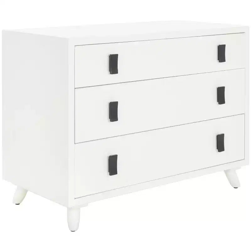 Cassettiera moderna a 3 cassetti con gambe affusolate | Legno e MDF, Nero/Tortora/Bianco