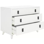 Cassettiera moderna a 3 cassetti con gambe affusolate | Legno e MDF, Nero/Tortora/Bianco