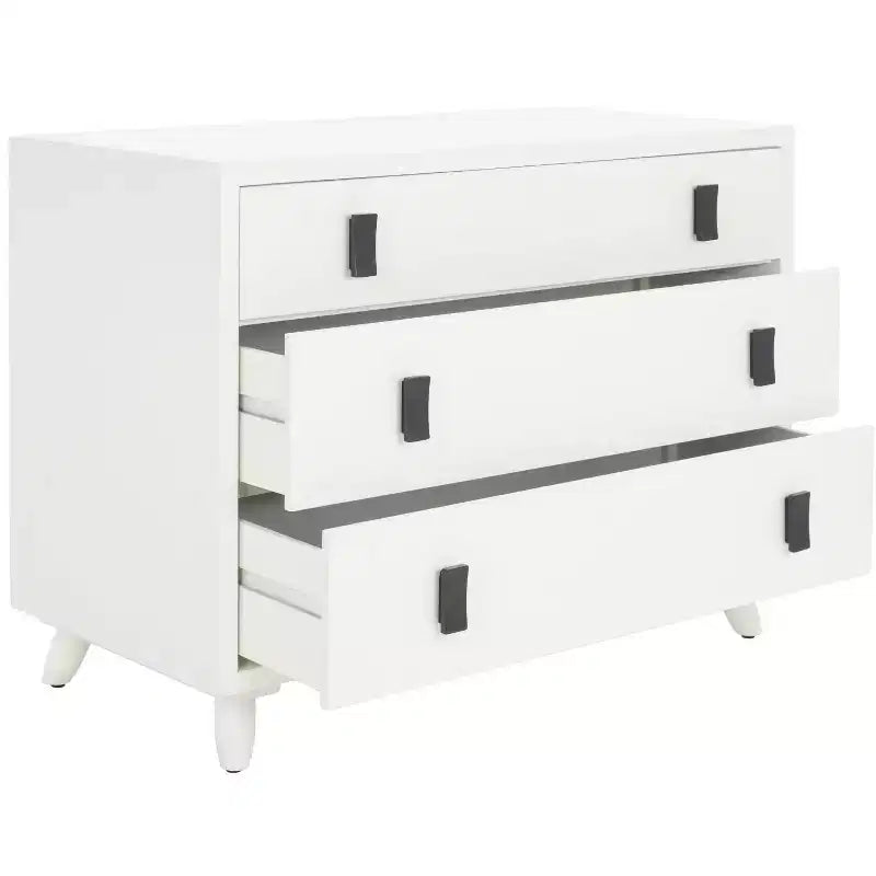 Cassettiera moderna a 3 cassetti con gambe affusolate | Legno e MDF, Nero/Tortora/Bianco