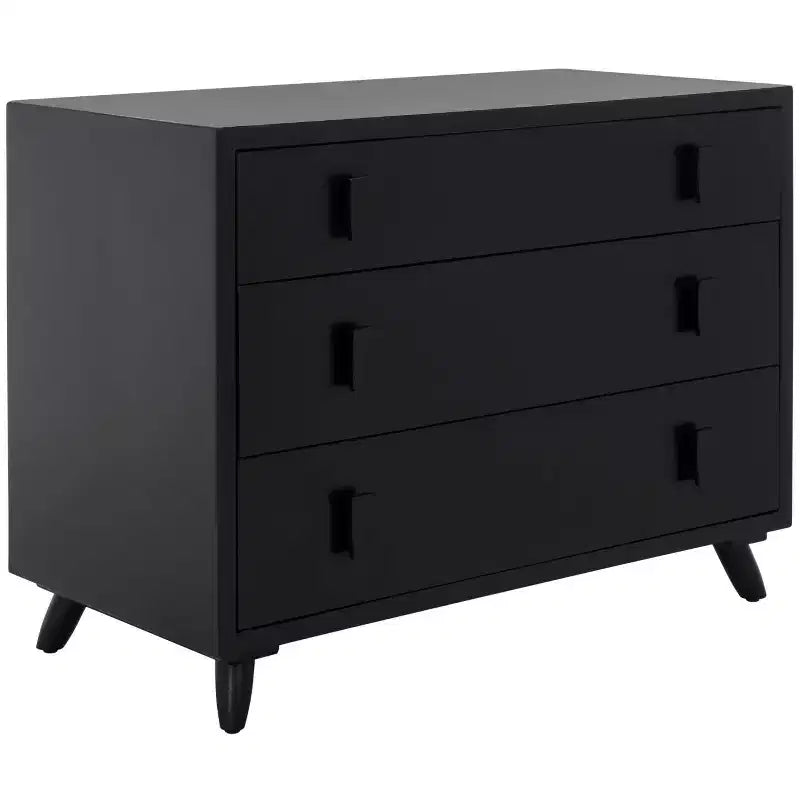 Cassettiera moderna a 3 cassetti con gambe affusolate | Legno e MDF, Nero/Tortora/Bianco