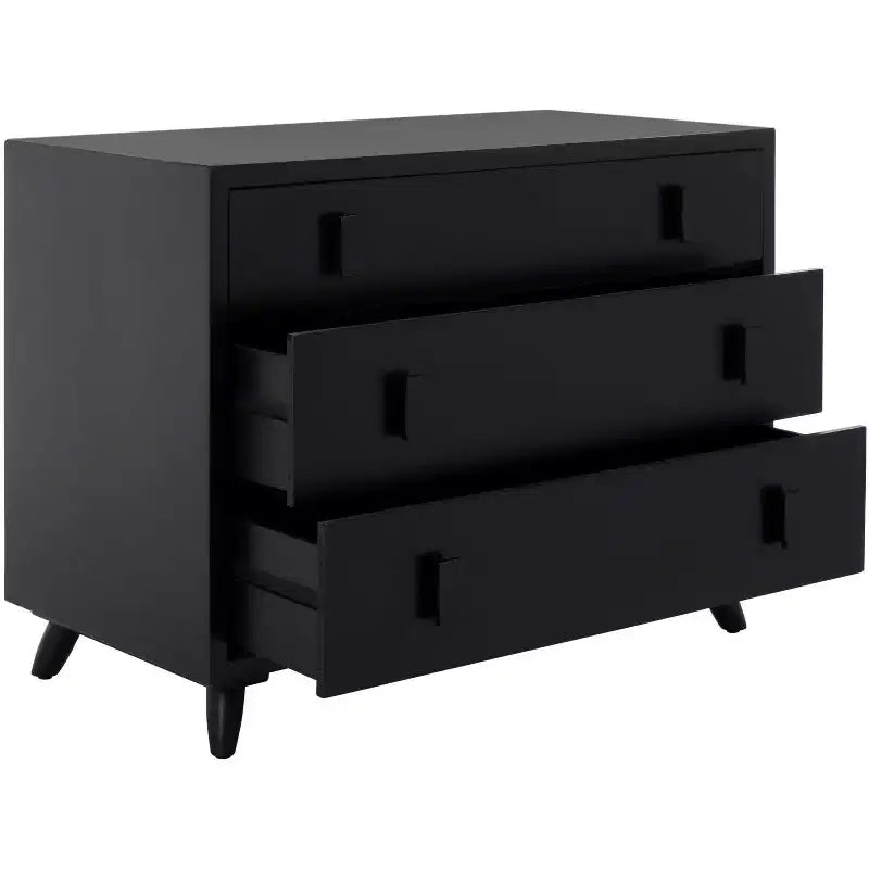 Cassettiera moderna a 3 cassetti con gambe affusolate | Legno e MDF, Nero/Tortora/Bianco
