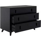 Cassettiera moderna a 3 cassetti con gambe affusolate | Legno e MDF, Nero/Tortora/Bianco