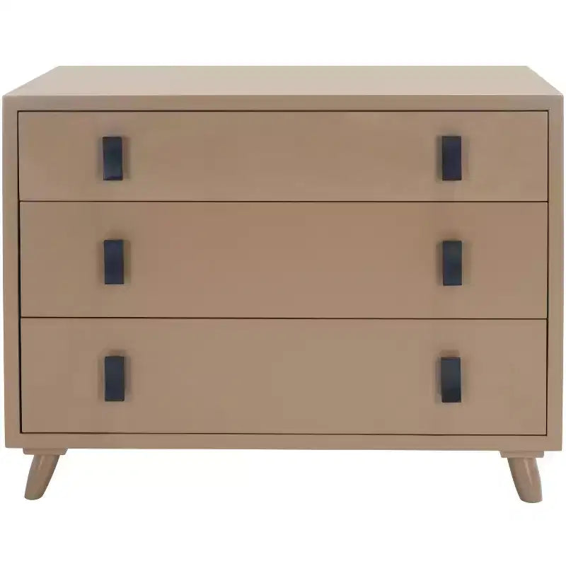 Cassettiera moderna a 3 cassetti con gambe affusolate | Legno e MDF, Nero/Tortora/Bianco