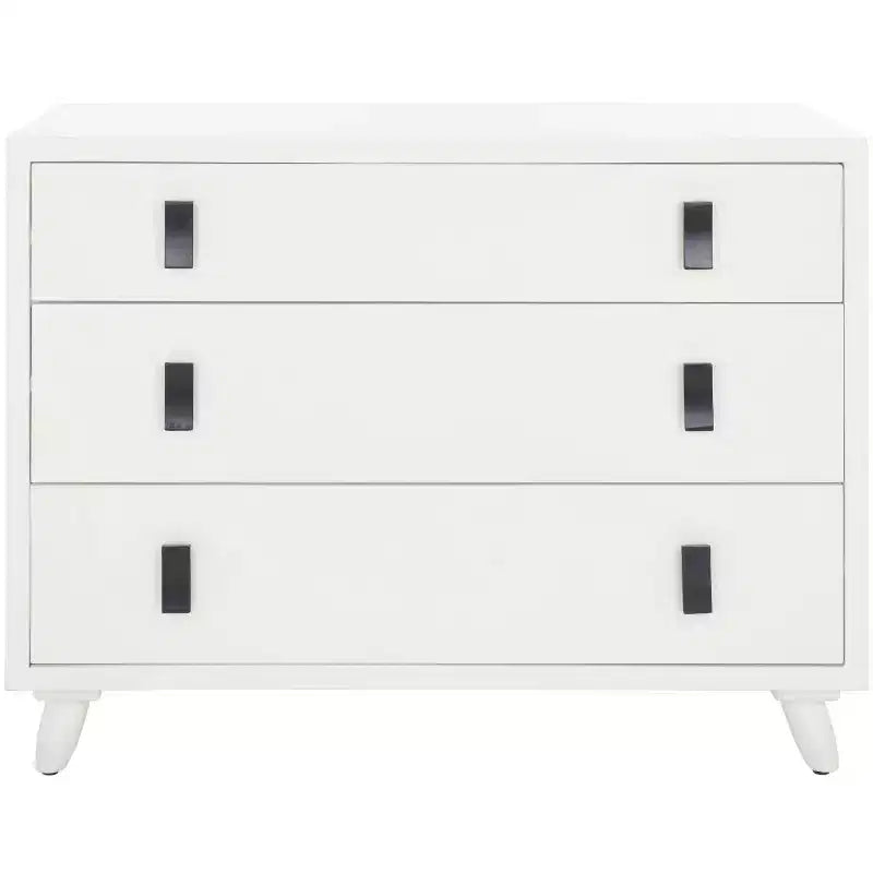 Cassettiera moderna a 3 cassetti con gambe affusolate | Legno e MDF, Nero/Tortora/Bianco