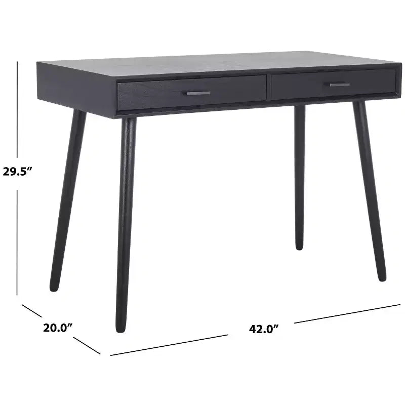 Scrivania 2 cassetti | Legno e MDF, Stile Classico, Nero/Marrone/Bianco anticato