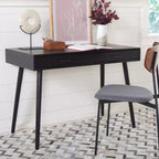 Scrivania 2 cassetti | Legno e MDF, Stile Classico, Nero/Marrone/Bianco anticato