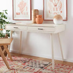 Scrivania 2 cassetti | Legno e MDF, Stile Classico, Nero/Marrone/Bianco anticato