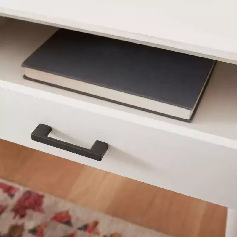 Scrivania 2 cassetti | Legno e MDF, Stile Classico, Nero/Marrone/Bianco anticato