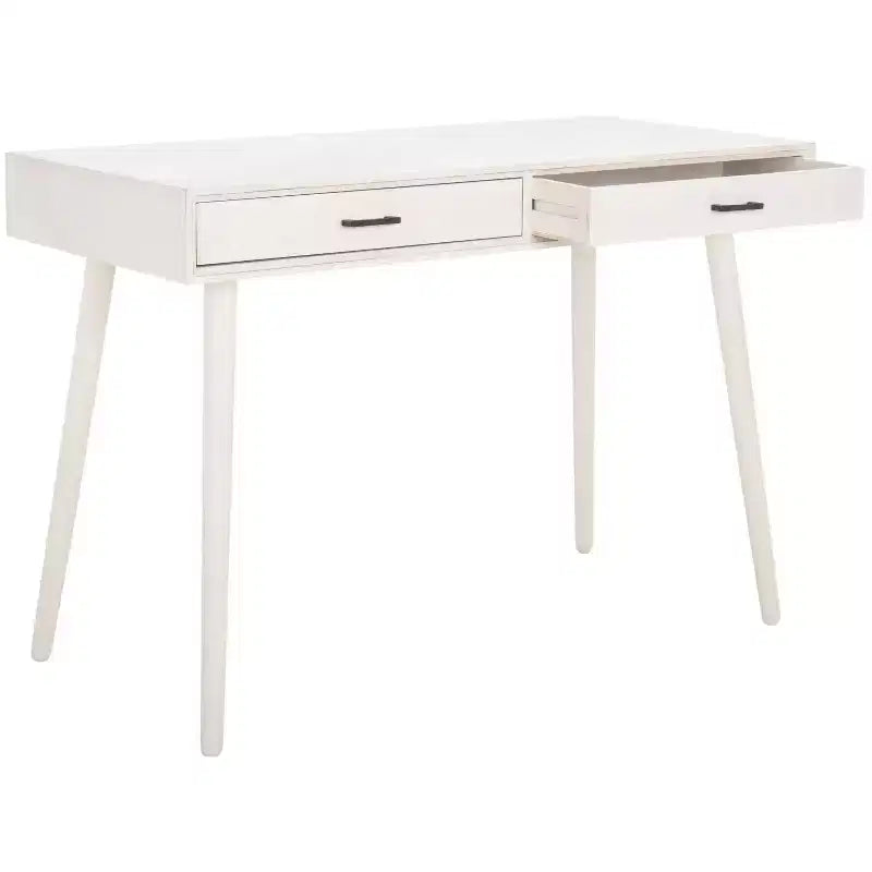 Scrivania 2 cassetti | Legno e MDF, Stile Classico, Nero/Marrone/Bianco anticato