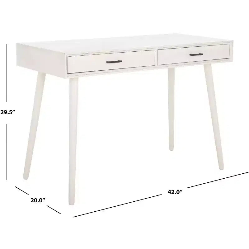 Scrivania 2 cassetti | Legno e MDF, Stile Classico, Nero/Marrone/Bianco anticato