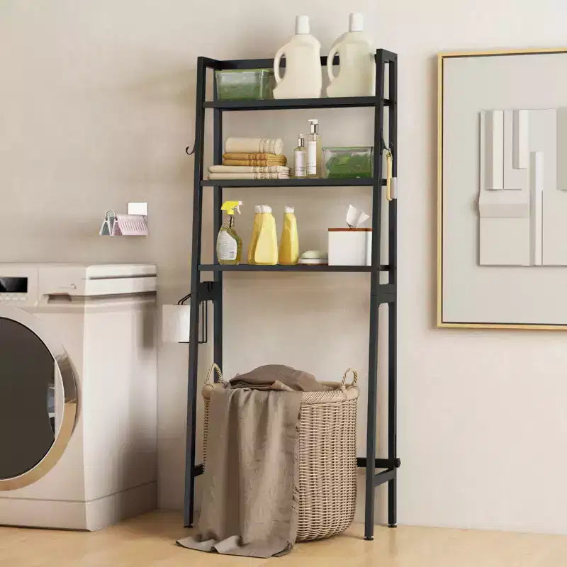 Scaffale portaoggetti da bagno a 3 ripiani | Metallo, 2 ganci laterali, capacità 60 kg