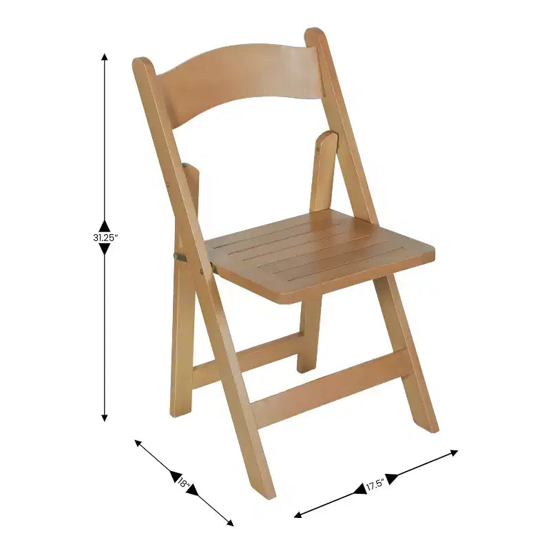 Set di 2 sedie pieghevoli da pranzo in legno massello di faggio | Capacità 136 kg, nessun assemblaggio richiesto