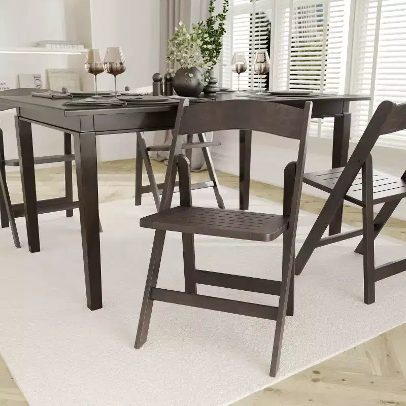 Set di 2 sedie pieghevoli da pranzo in legno massello di faggio | Capacità 136 kg, nessun assemblaggio richiesto