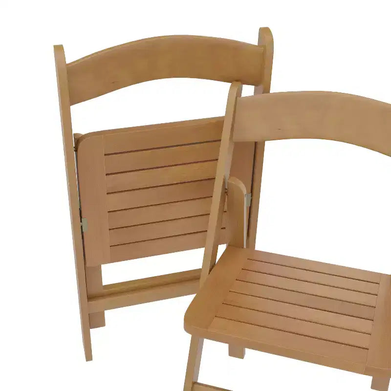 Set di 2 sedie pieghevoli da pranzo in legno massello di faggio | Capacità 136 kg, nessun assemblaggio richiesto
