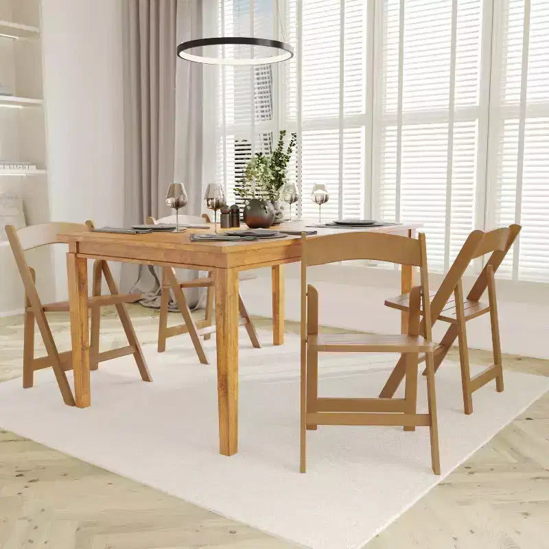 Set di 2 sedie pieghevoli da pranzo in legno massello di faggio | Capacità 136 kg, nessun assemblaggio richiesto